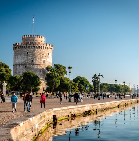 View of the The White Tower in Thessaloniki City