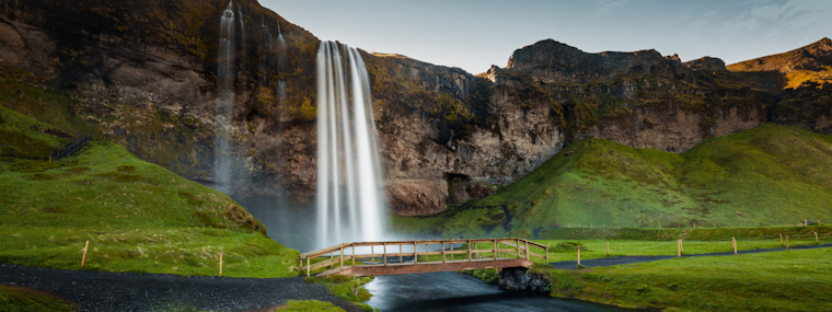 Front view of Seljalandsfoss in Iceland