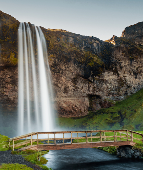 Front view of Seljalandsfoss in Iceland