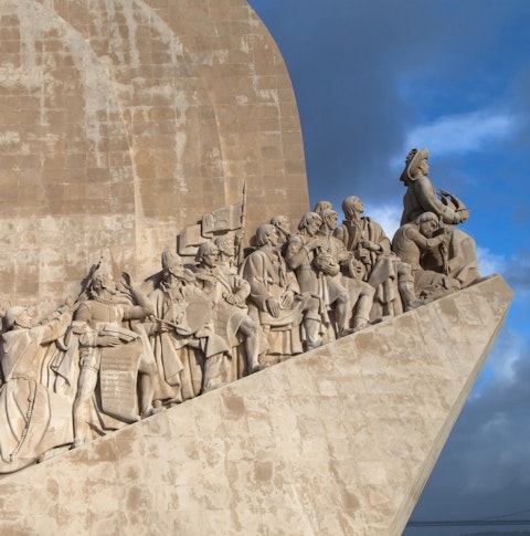 Close up of Padrão dos Descobrimentos monument in Lisbon