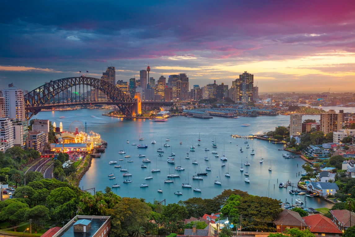 Sunset over Sydney Harbour, including Sydney Harbour Bridge