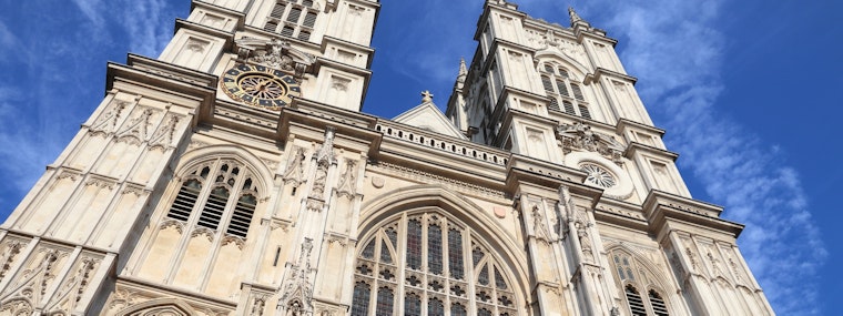 Upward view of Westminster Abbey, London
