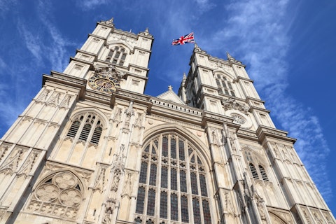 Upward view of Westminster Abbey, London