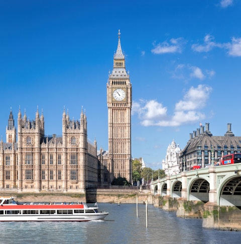 Overlooking the River Thames in London featuring a river cruise and Big Ben
