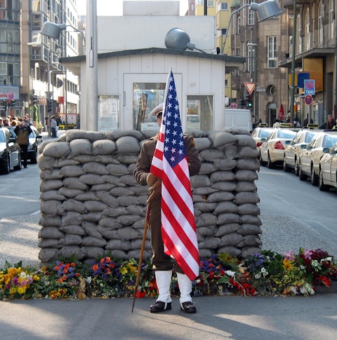 Former US Army Checkpoint in Berlin, Germany, locally named Checkpoint Charlie