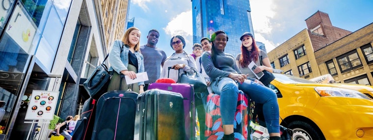 De Montfort University students pose for a photo during their Diversity Study Trip in New York City,