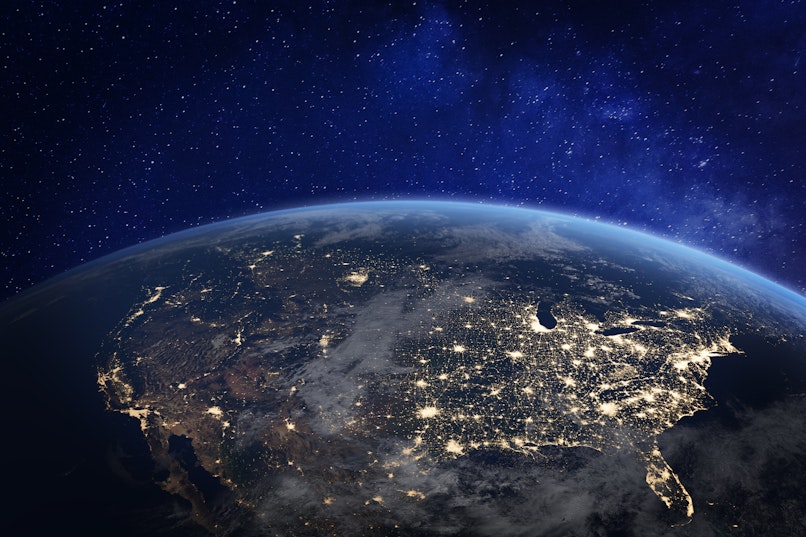 North America at night viewed from space