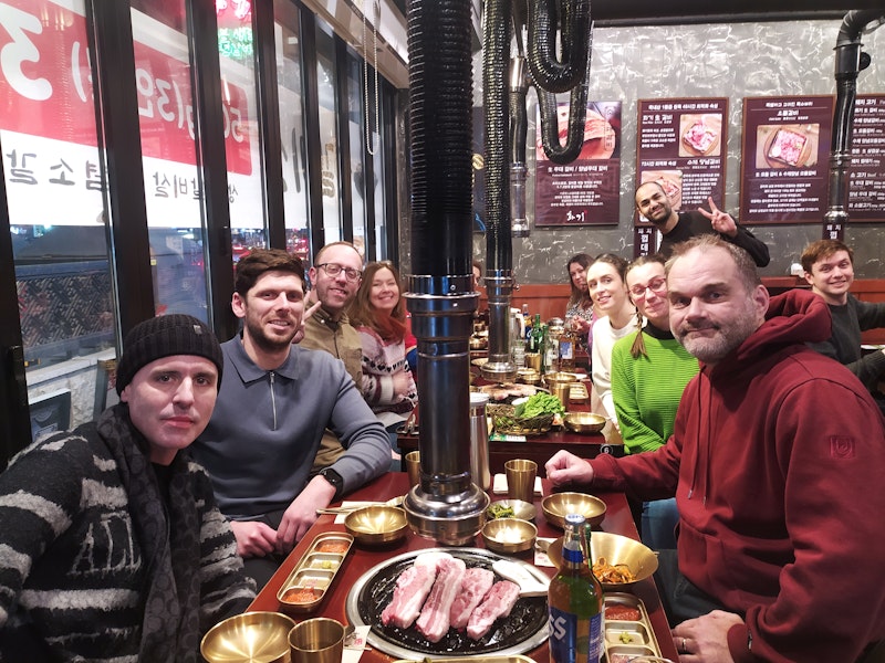 Group having dinner on South Korea Trip