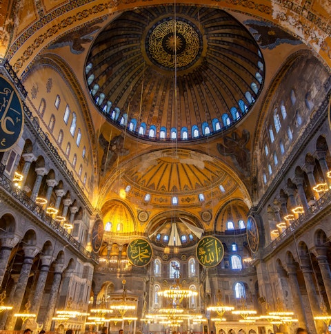 Interiors of Hagia Sophia Grand Mosque, Istanbul, Turkey