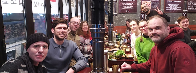 Group having dinner on South Korea Trip