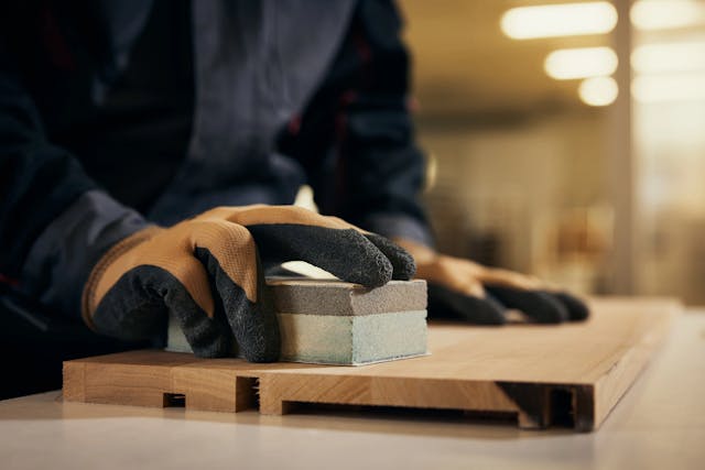 hand sanding wood