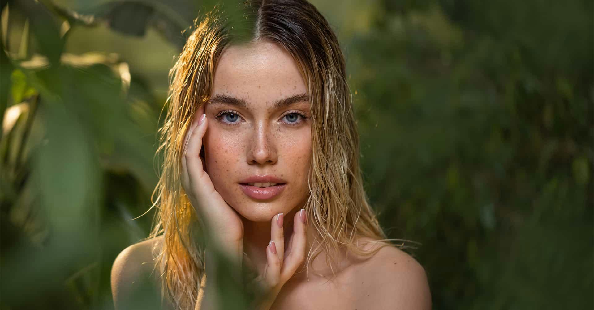 Close up of woman by plants