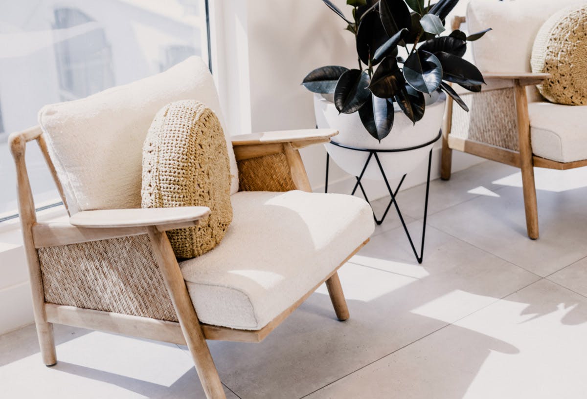 chairs next to a window