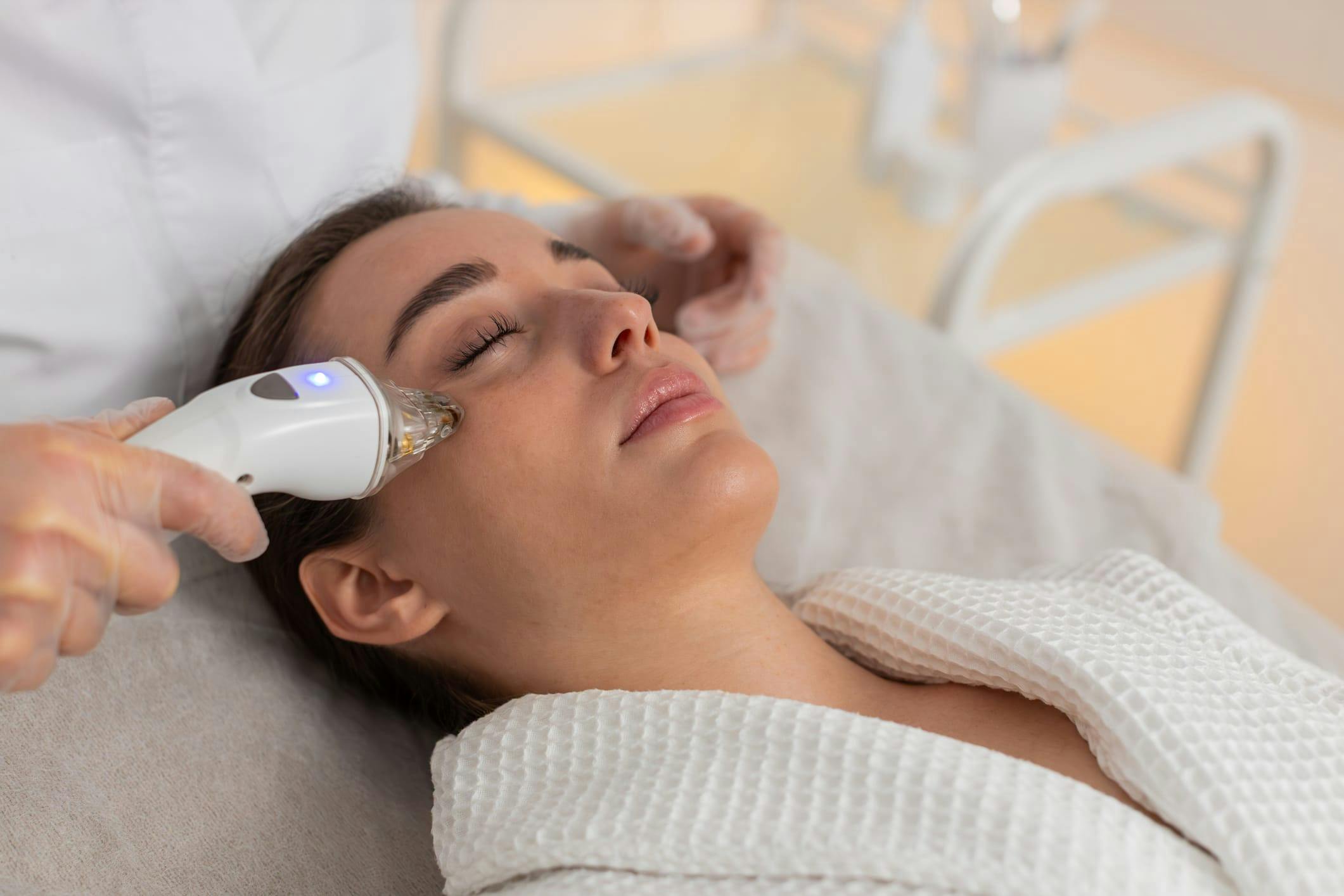 Woman receiving Sofwave treatment