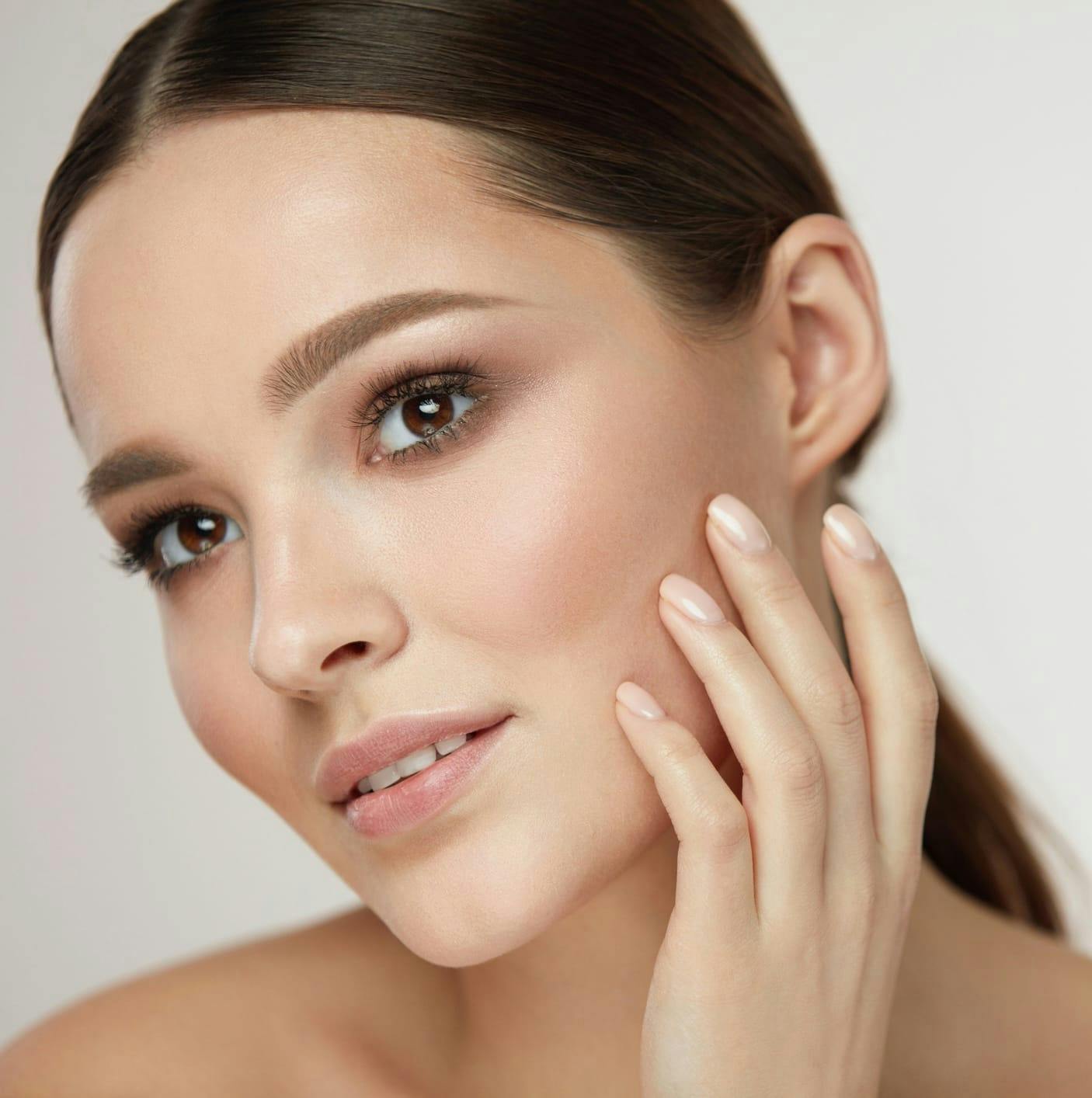 woman with smooth cheeks