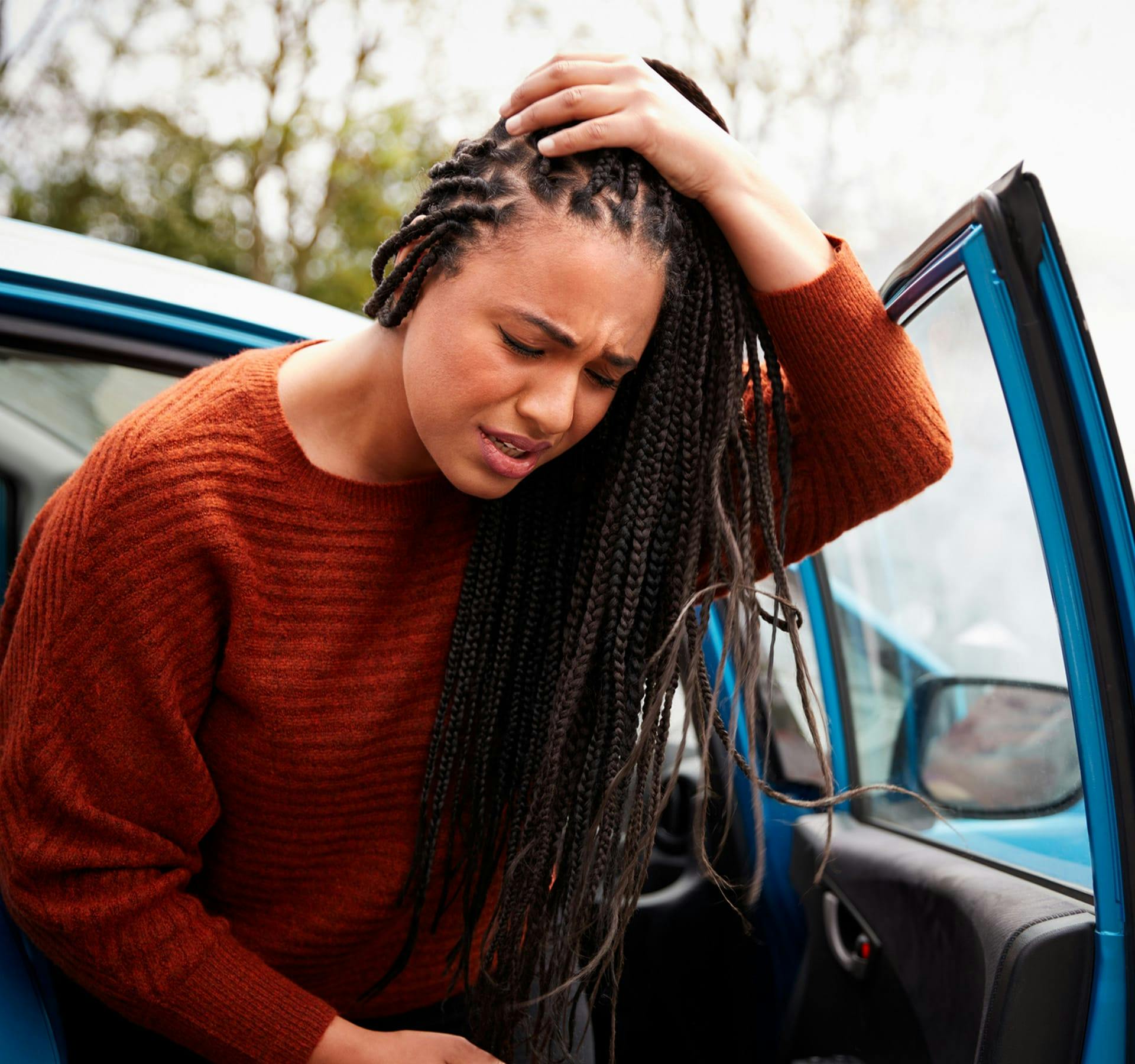 woman in pain after car accident