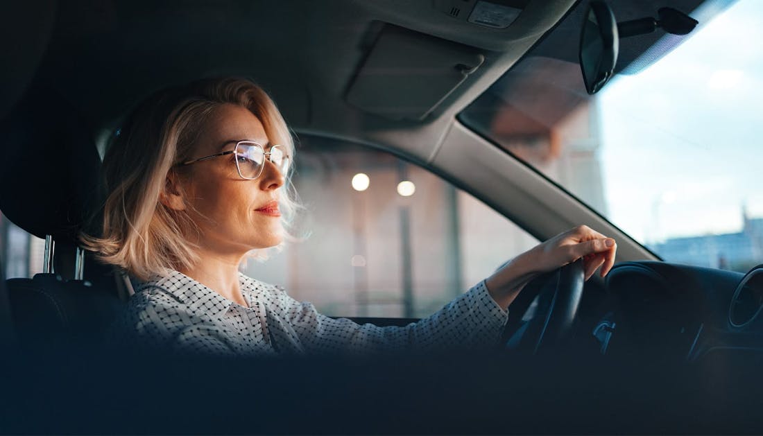 woman in a car