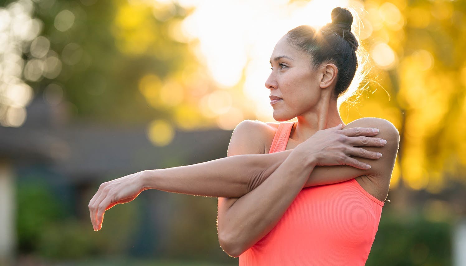 woman stretching her arms