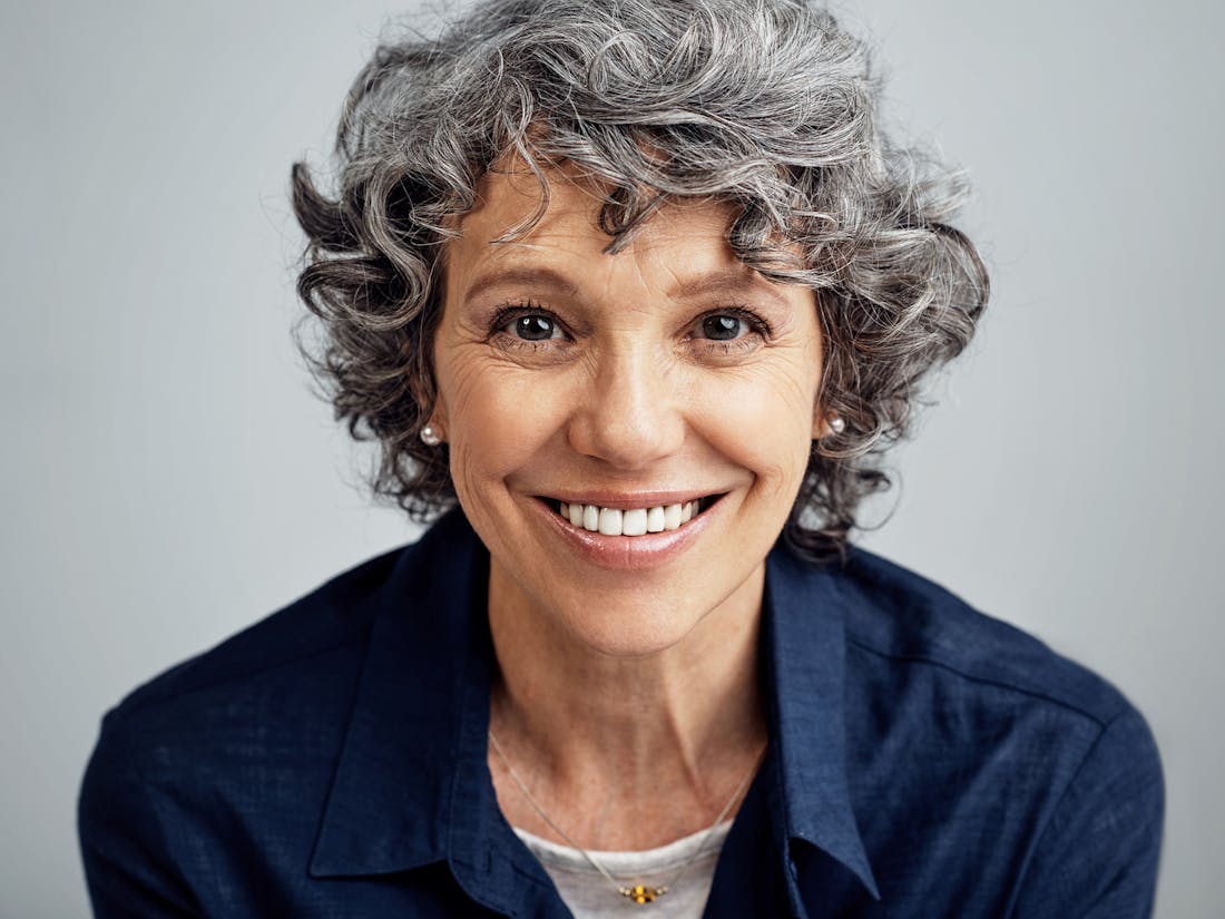older lady smiling close up