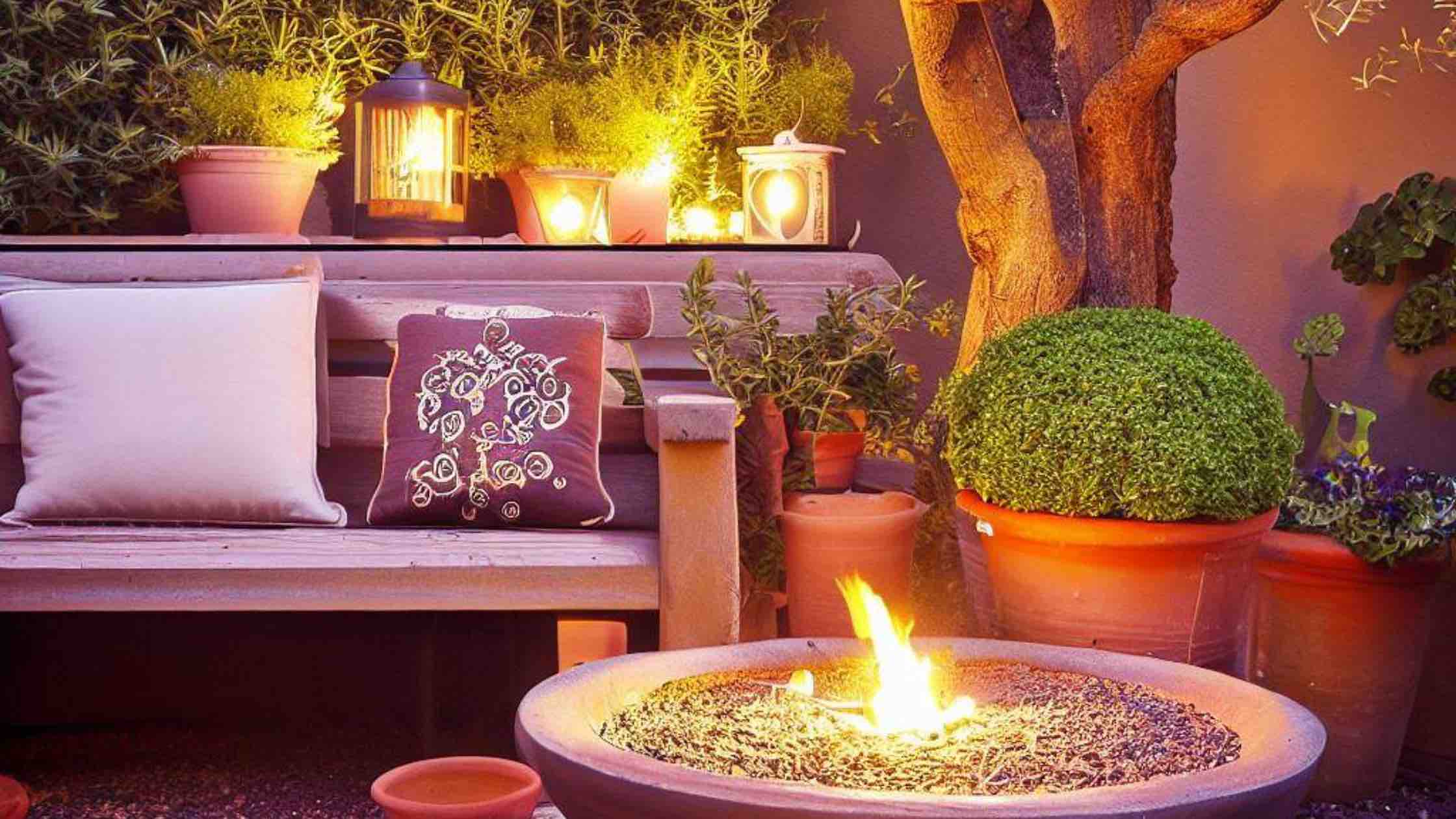 gartensitzplatz gestalten feuerschale