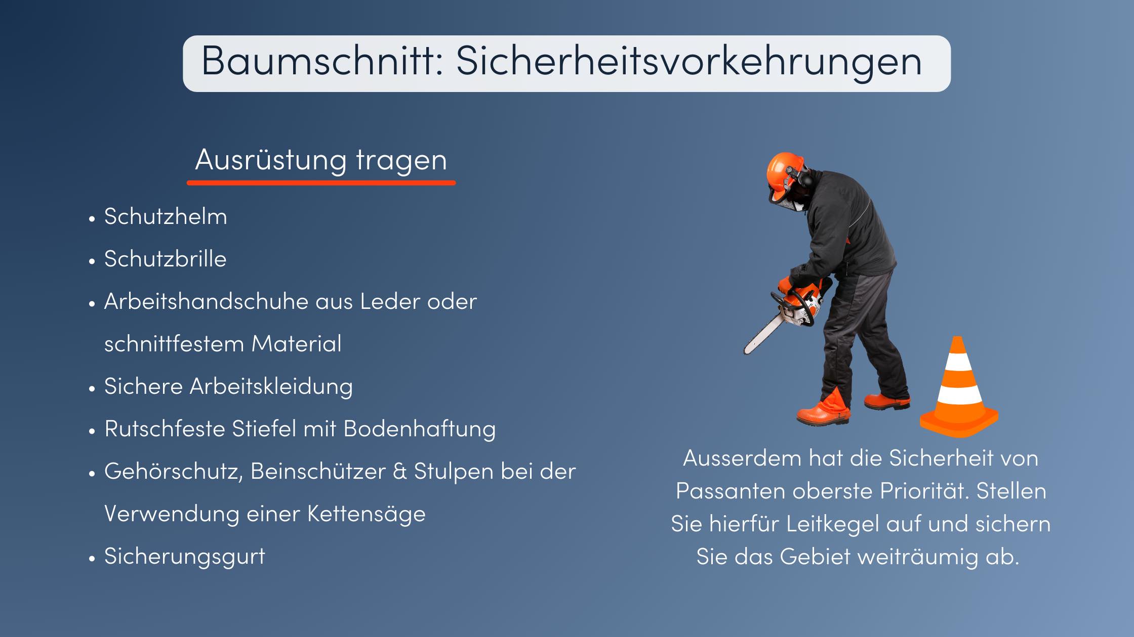 Baum schneiden Sicherheitsvorkehrungen