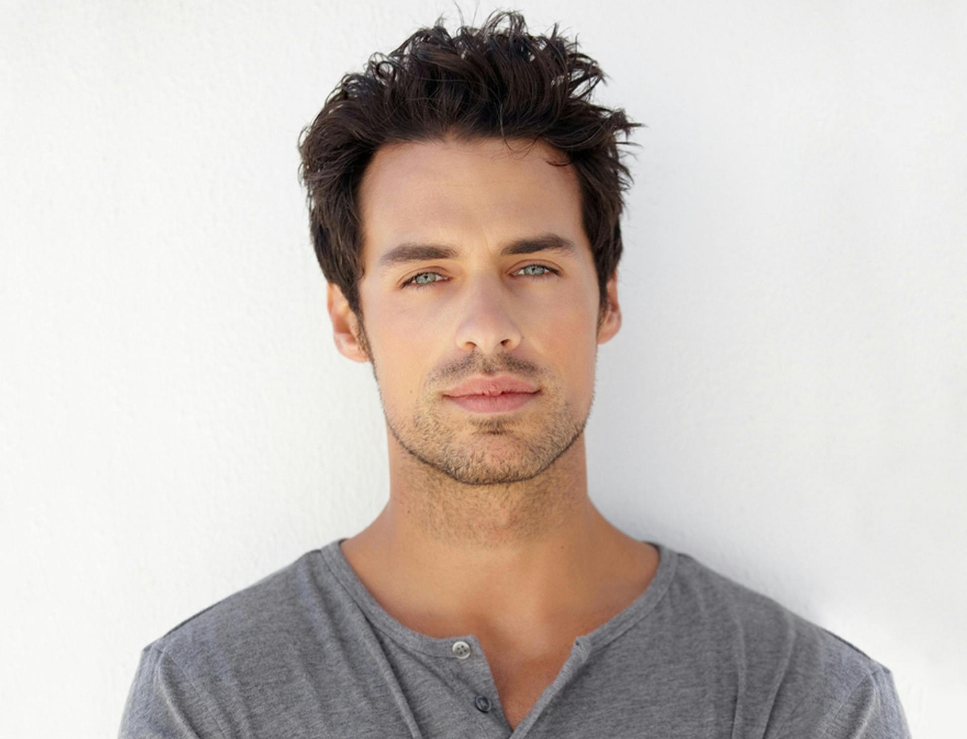man in gray henley shirt
