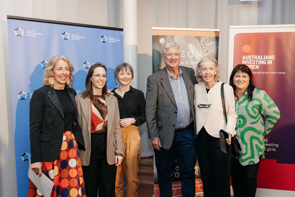 Image for The Snow Foundation team, with Hands Across Canberra CEO Peter Gordon, at the Australian Philanthropy Awards 2024. Photo: Daniel Kukec Photography.