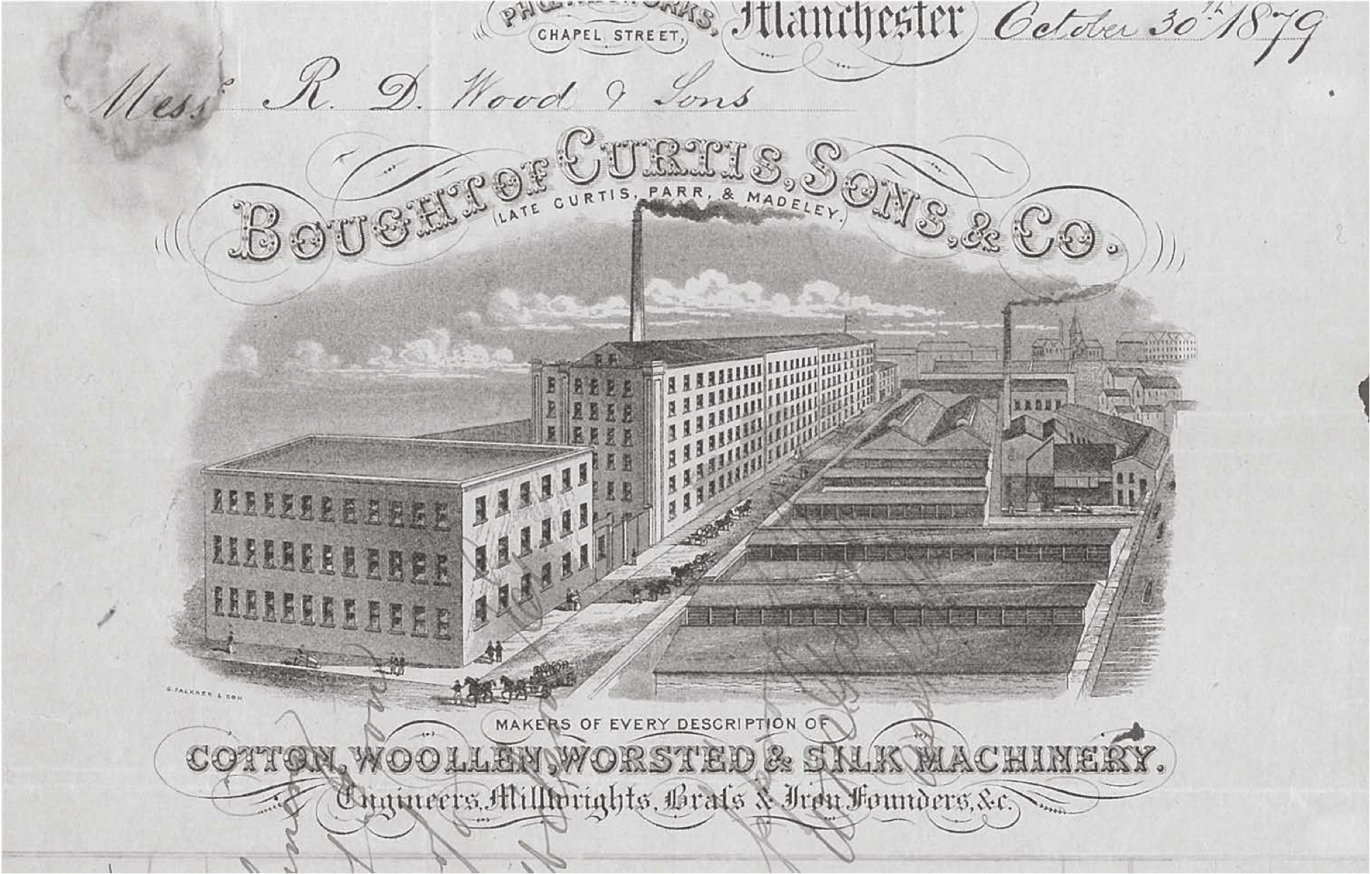Company Letterheads for Boughton Curtis Sons & Co, who were based in Crusader Mill.