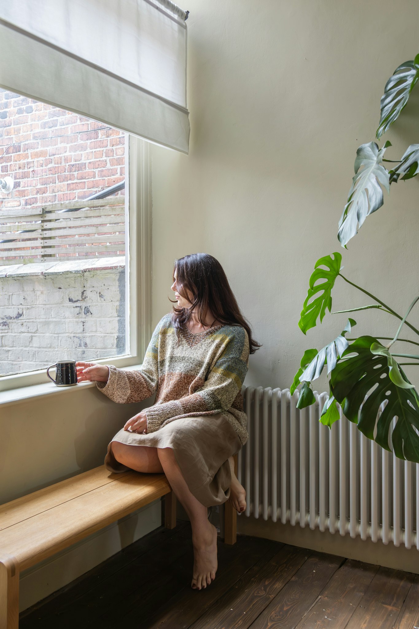 Laurie Maun at home in her Chorlton home renovation, photographed by Ella Wheatley for Böhm, Design Led Estate Agent in Manchester.