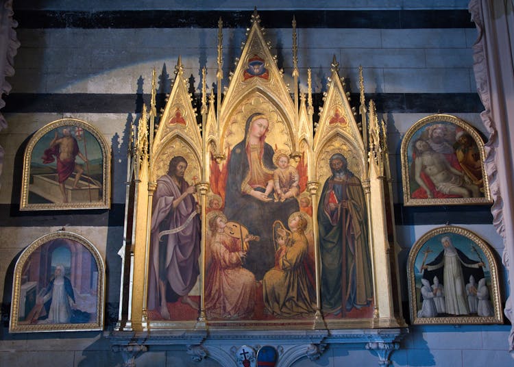Taddeo di Bartolo, Madonna col Bambini, i Santi Giovanni Battista e Andrea e gli arcangeli Michele e Gabriele