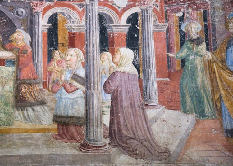 Lorenzo di Pietro detto il Vecchietta, dettaglio ciclo di affreschi della Sagrestia Vecchia 