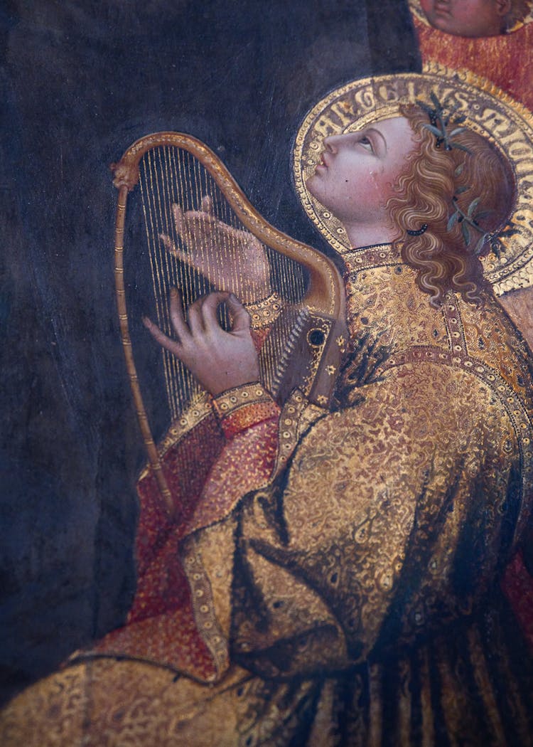 Taddeo di Bartolo, detail of the triptych Madonna with Child, Saints John the Baptist and Andrew, and the archangels Michael and Gabriel 