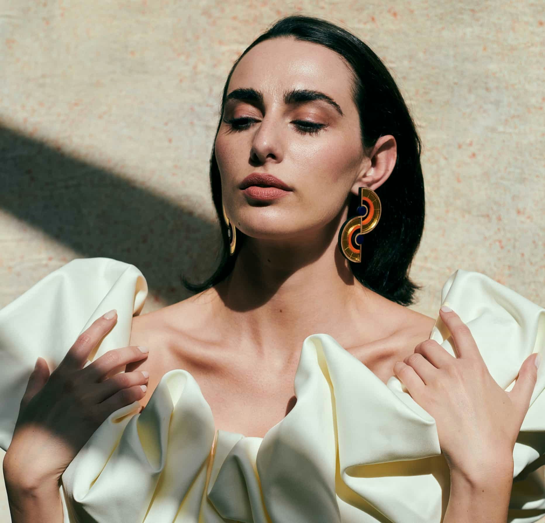 woman in a white top