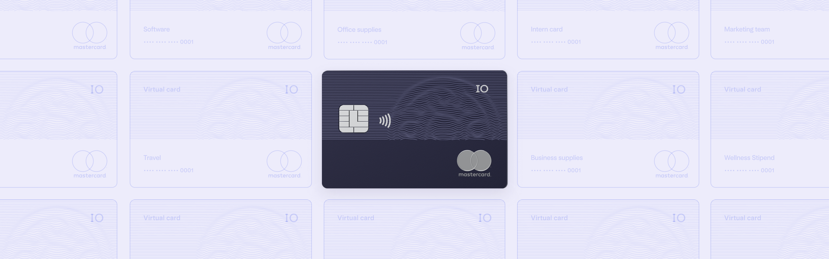 Cards for your team Physical IO card with virtual cards in the background