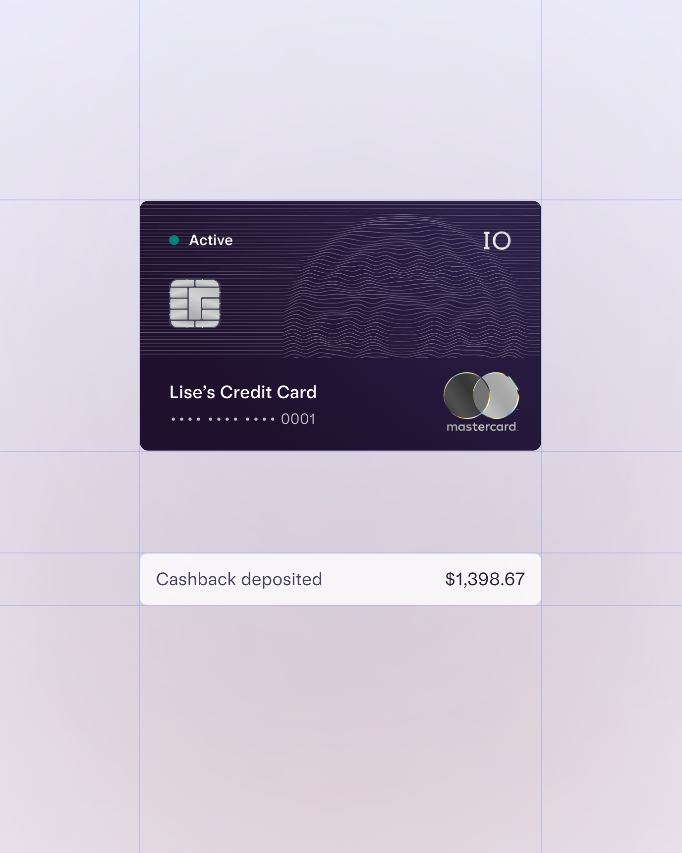 IO credit card highlighting 1.5% cashback