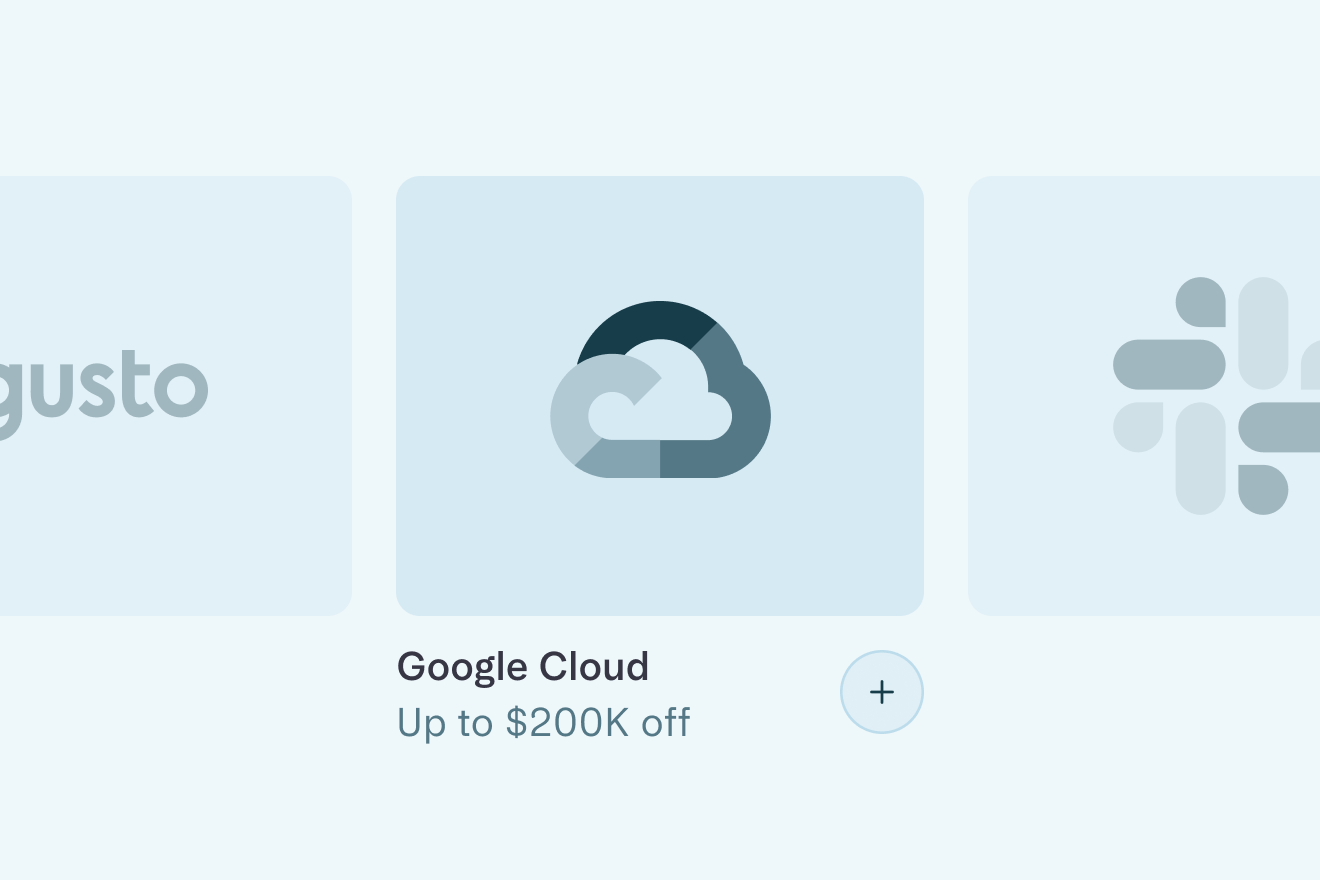Perks from Google Cloud, Gusto and Slack