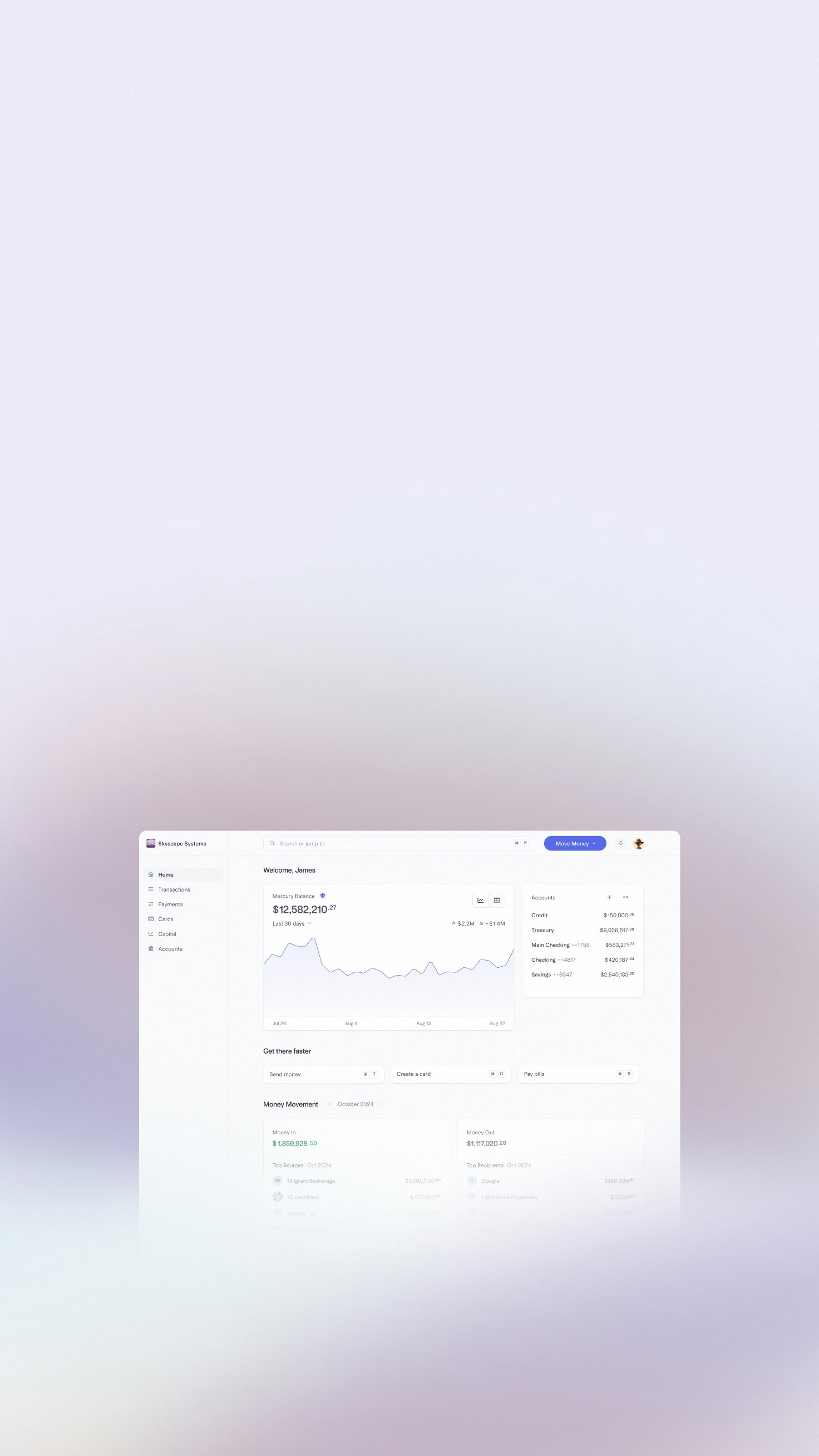 Financial dashboard interface