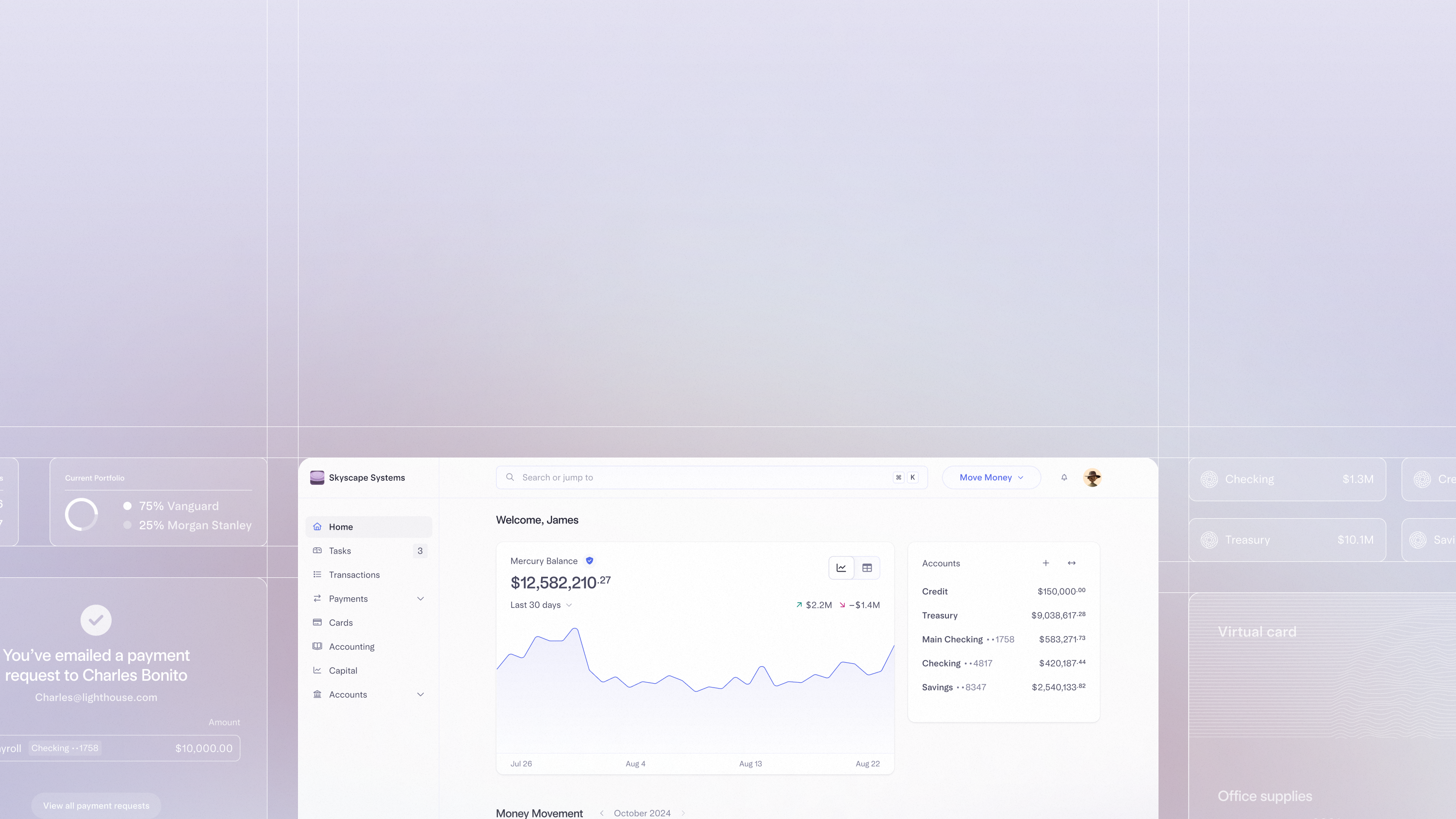 Hover, UI Financial dashboard interface