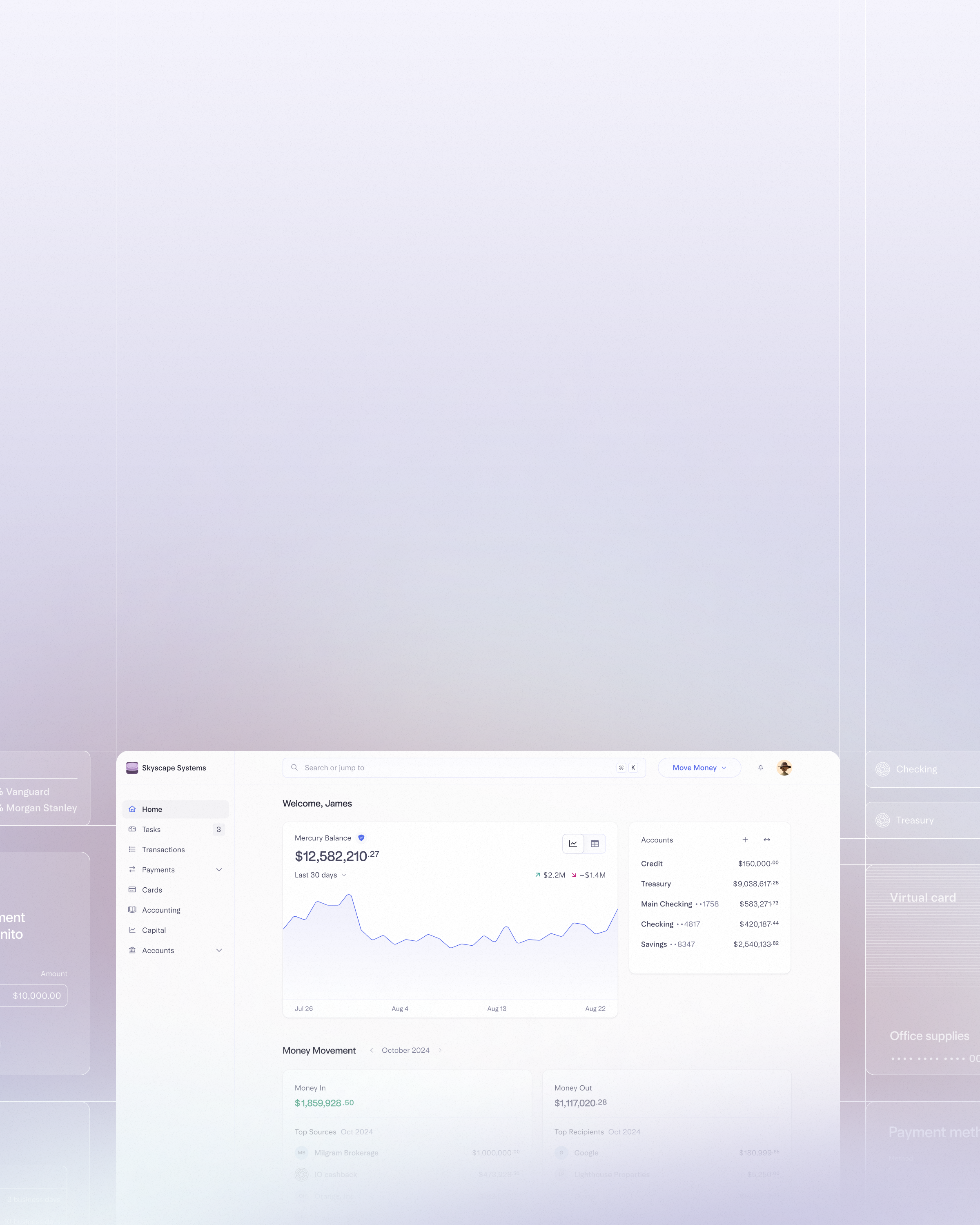Hover, UI Financial dashboard interface
