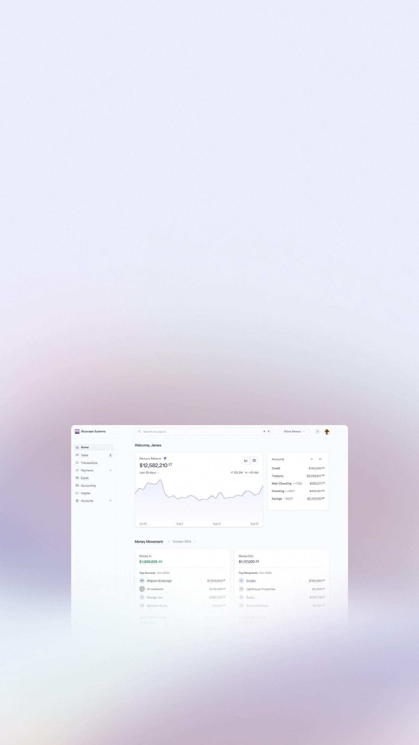 Hero, mobile Financial dashboard interface