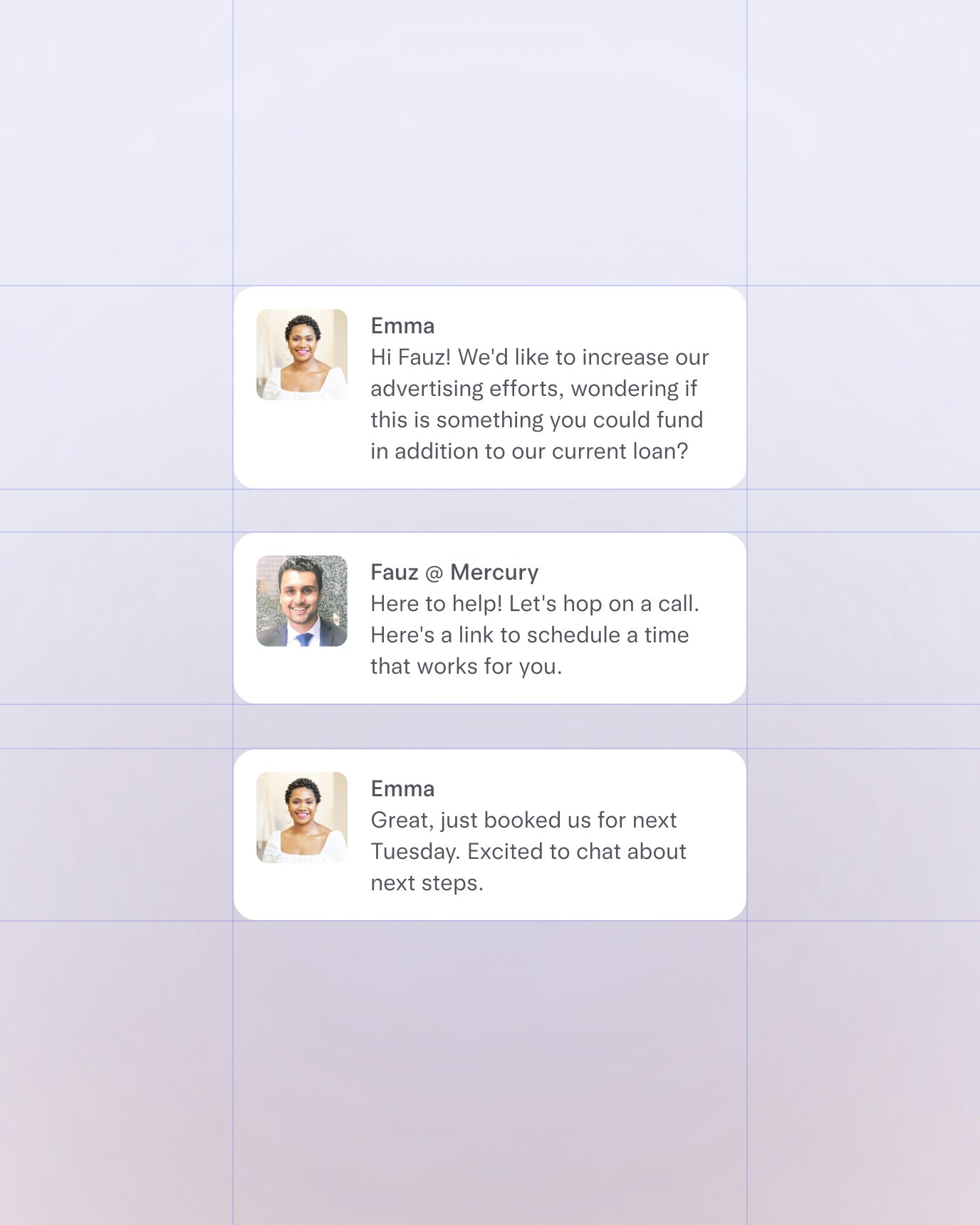 UI showing a conversation between customer and ecommerce specialist