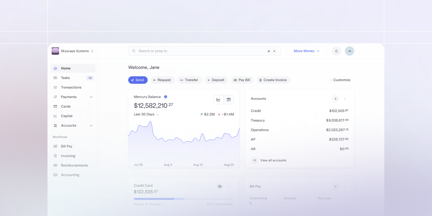 2-1 Dashboard Homepage of Mercury dahsboard.
