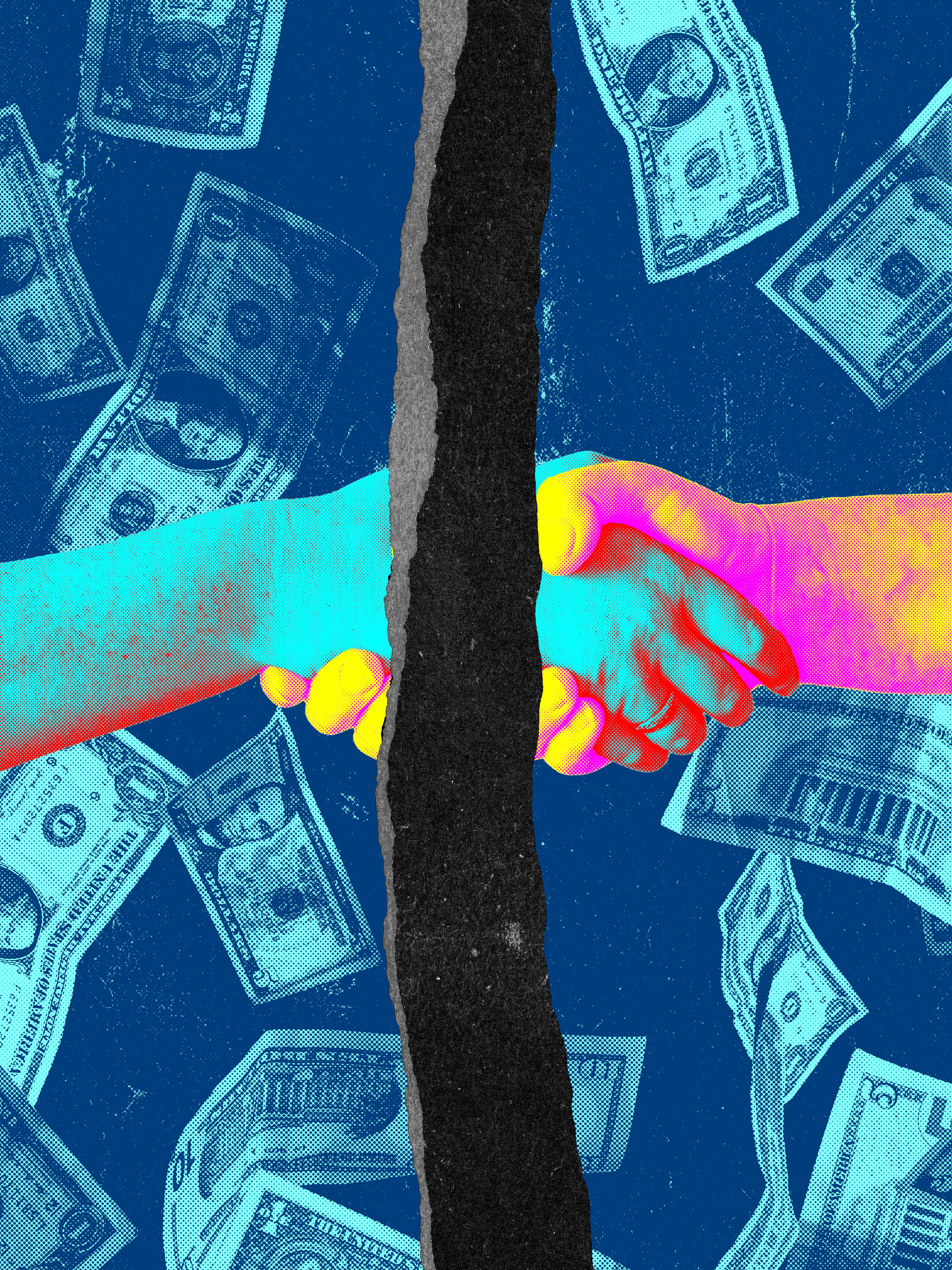 Illustration of handshake across barrier