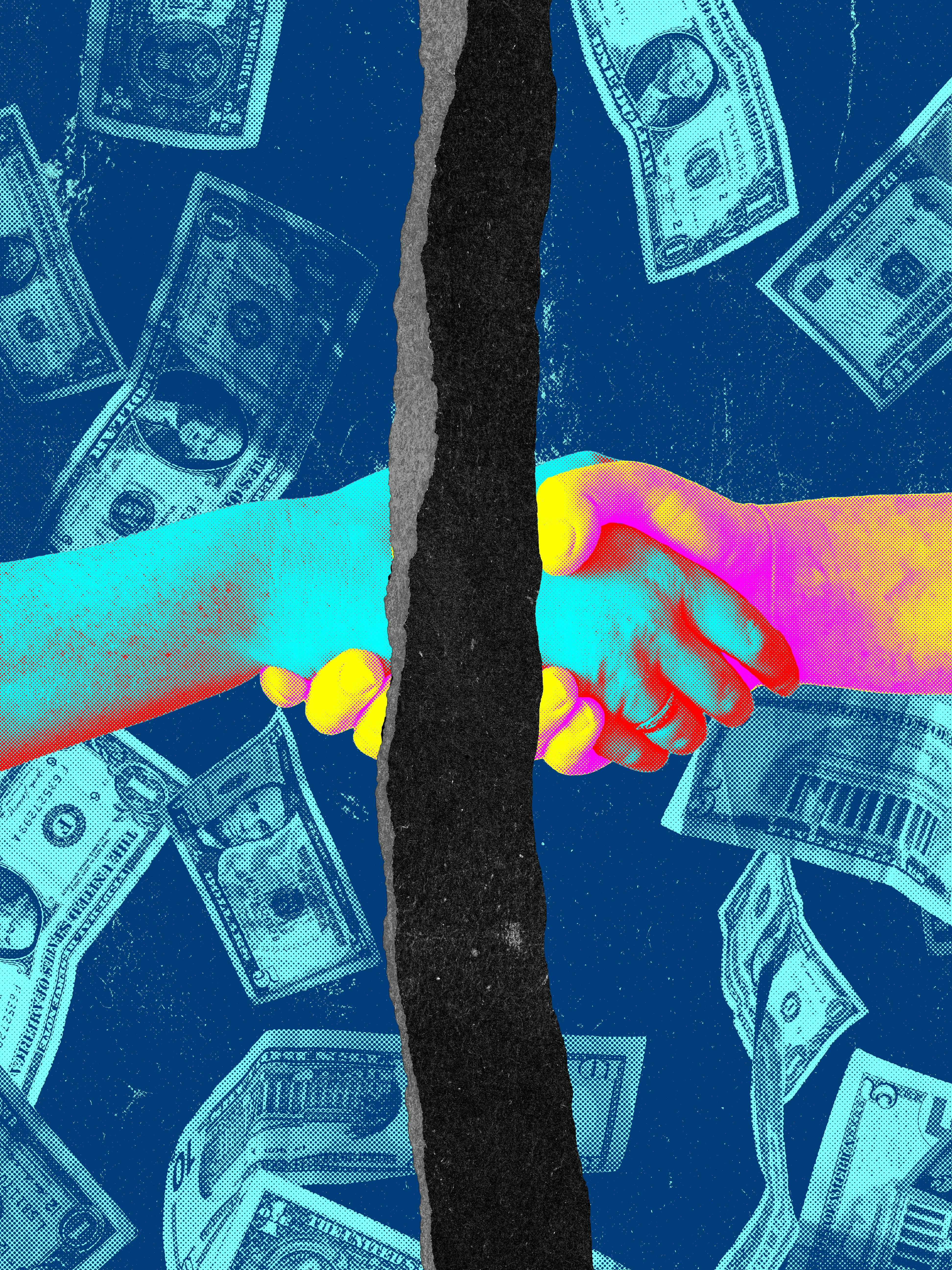 Illustration of handshake across barrier