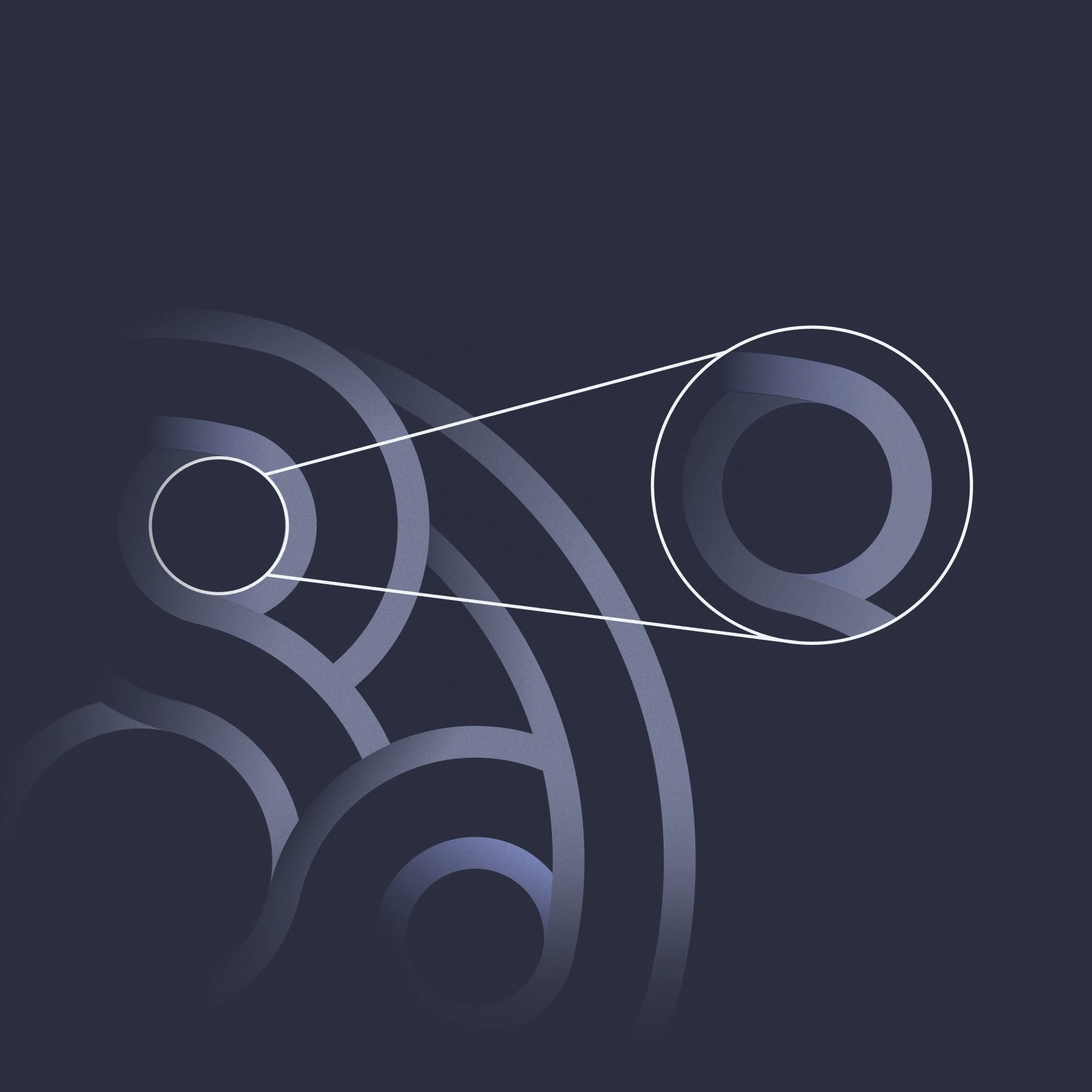 Illustration showing a Mercury logo with a zoomed in element of it.
