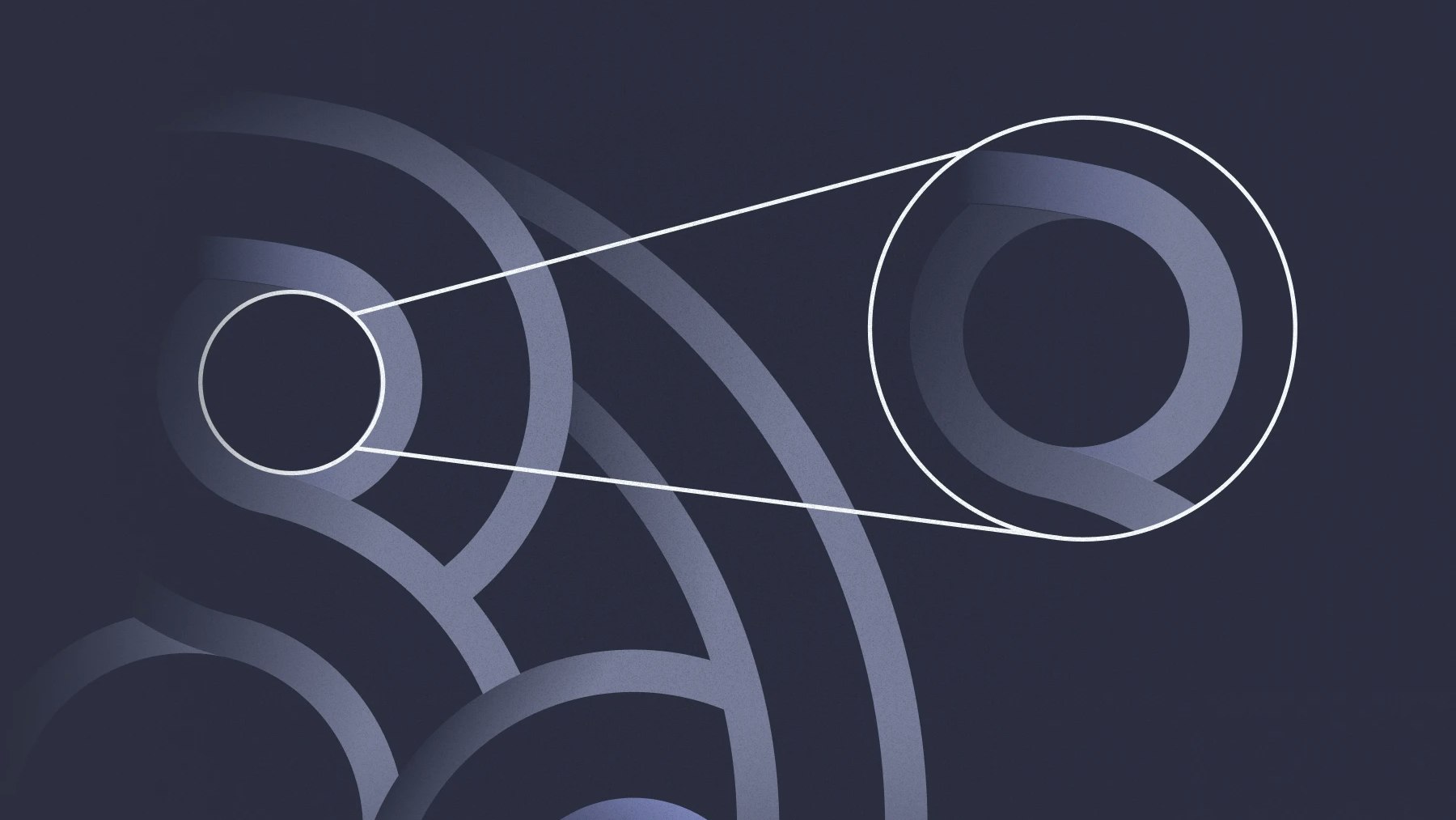 Illustration showing a Mercury logo with a zoomed in element of it.