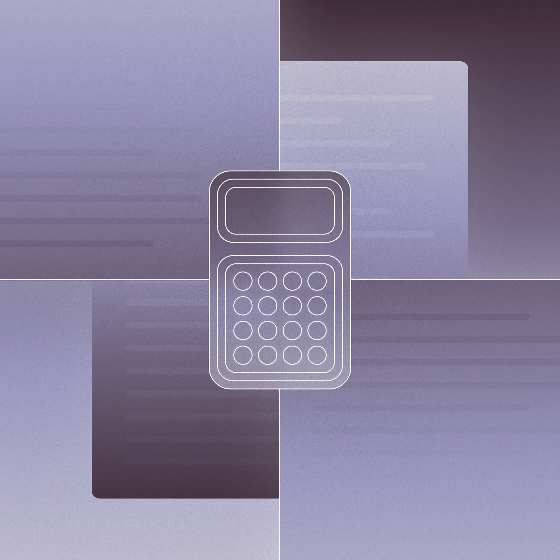 Calculator illustration with abstracted documents behind it
