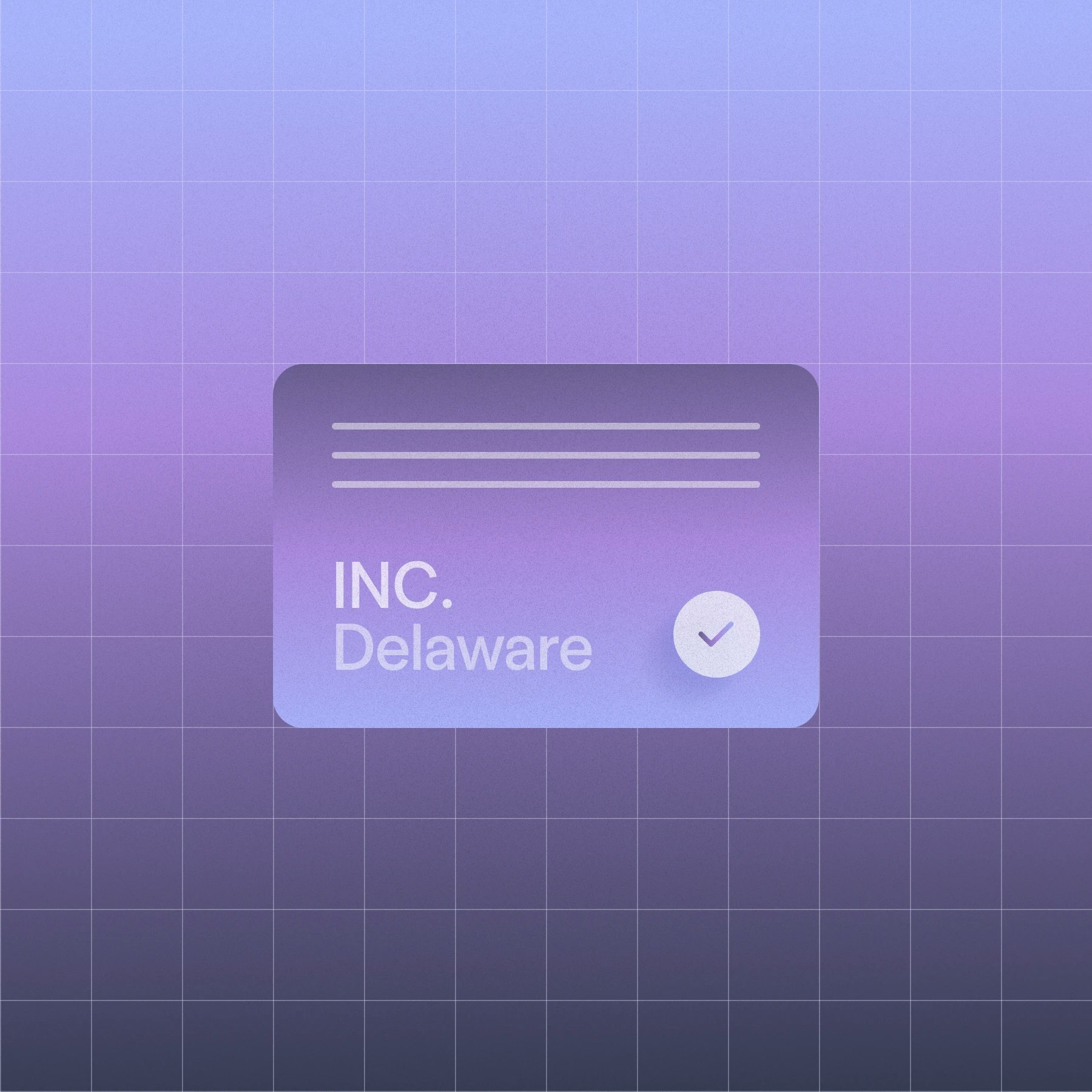 Illustration of a document with text that says 'inc.' and 'Delaware' with a checkmark