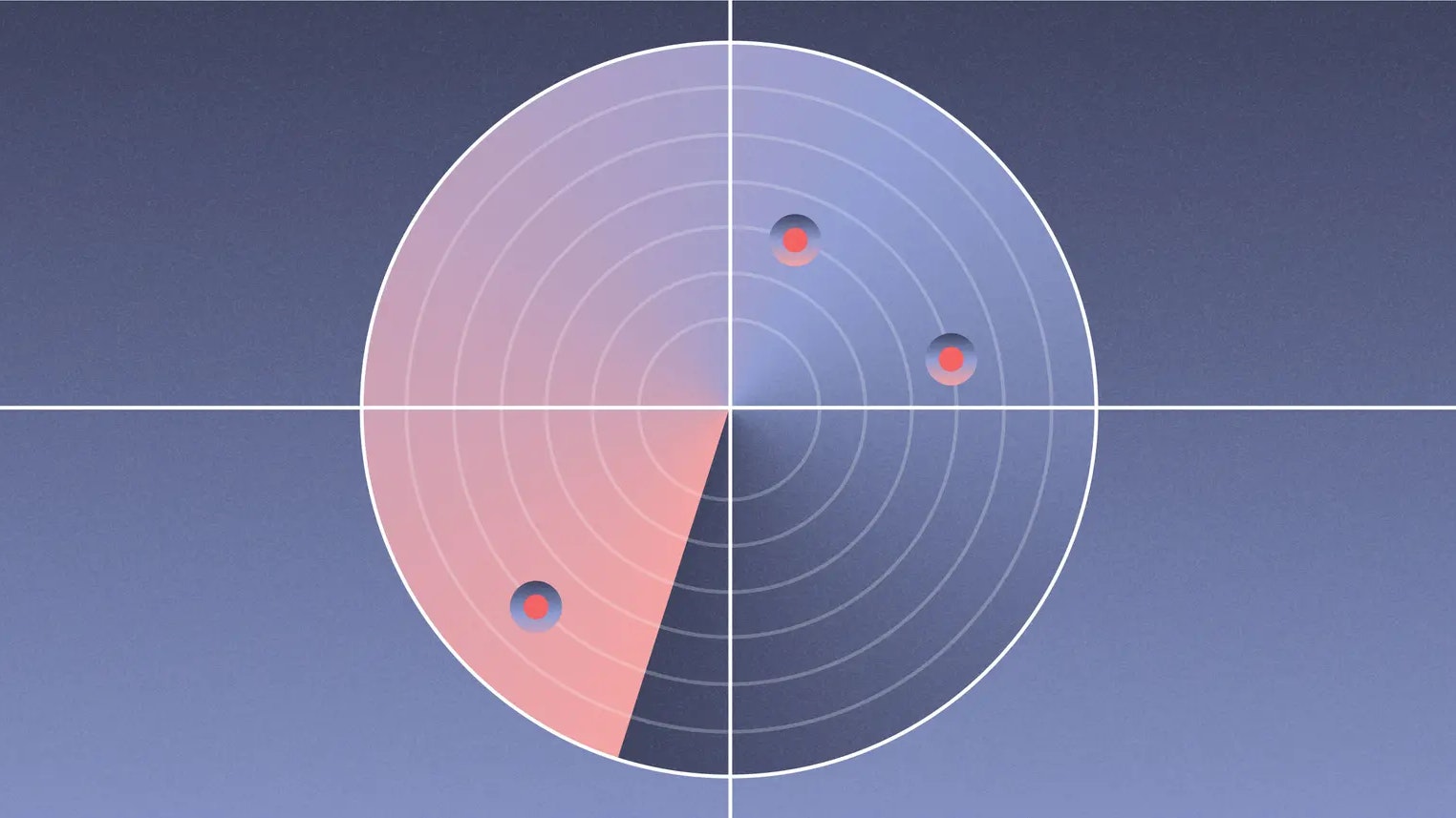 Sonar scanner detecting three dots.
