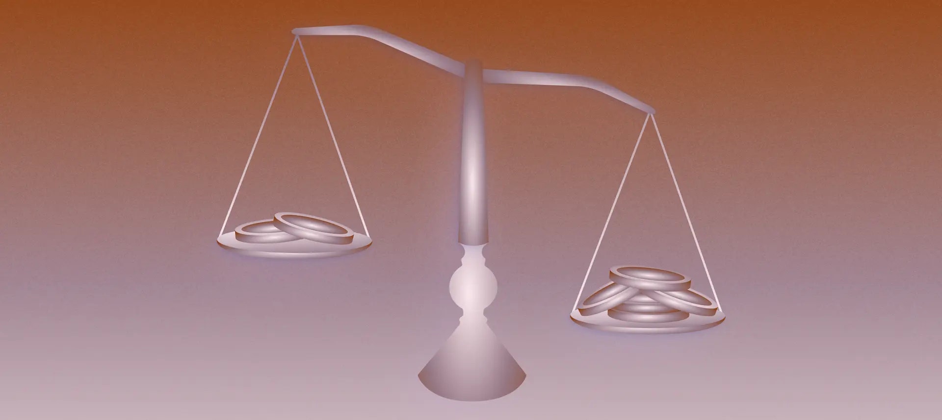 Illustration of a scale with differing amounts of coins